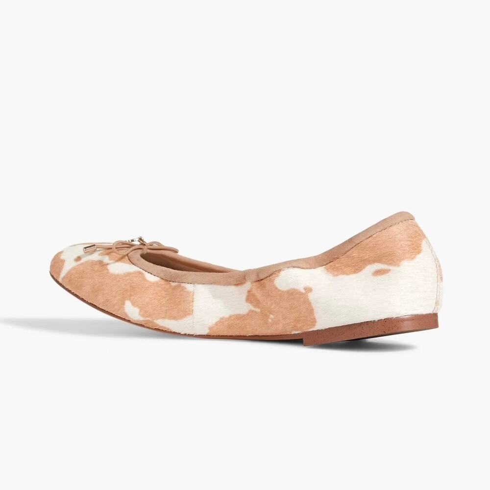 NIB Sam Edelman Felicia 9M Ballet Flats Printed Calf Hair Natural Ivory - Picture 4 of 9